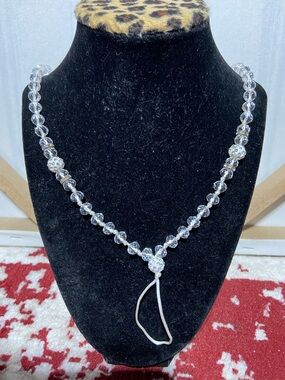 Clear Faceted Beaded Landyard with Rhinestone Accents